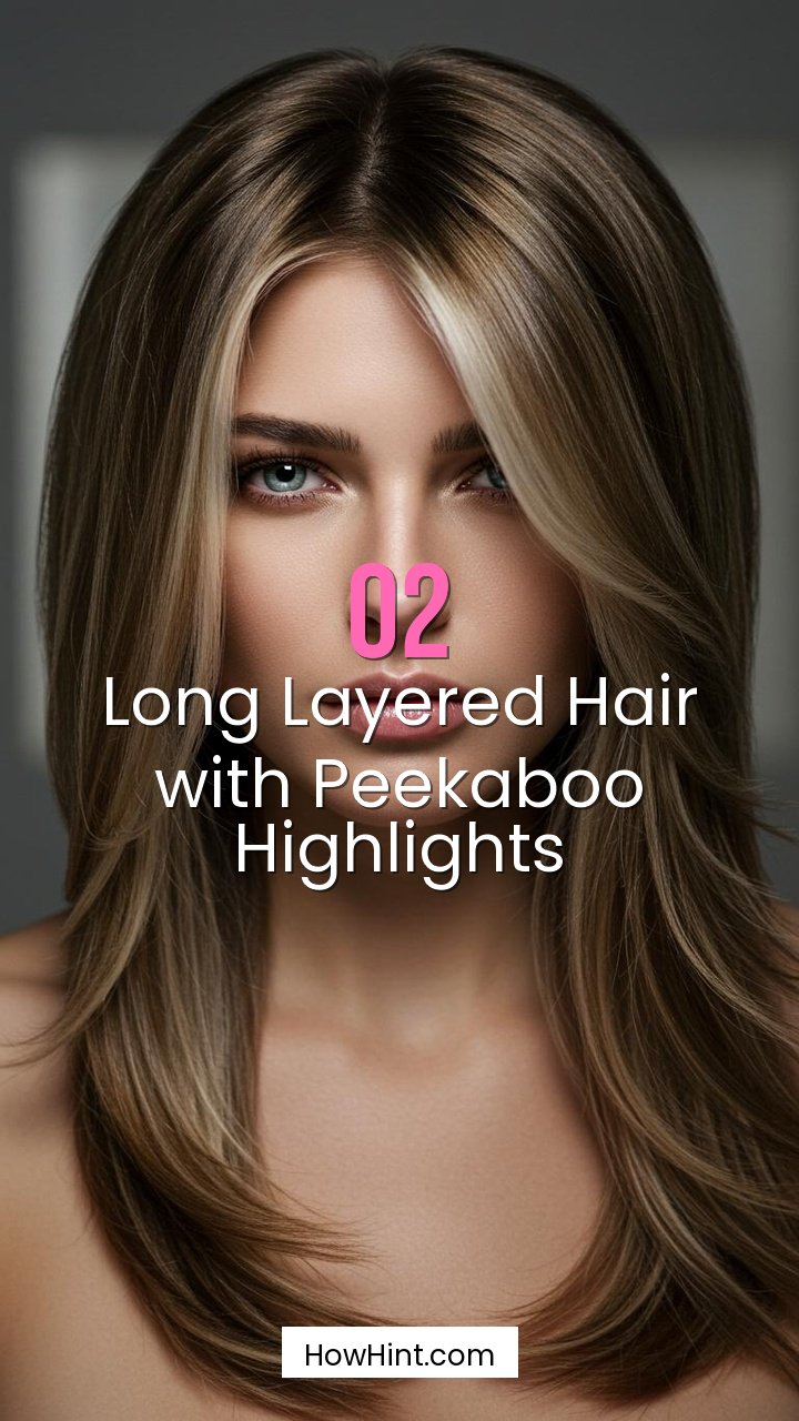 Long Layered Hair with Peekaboo Highlights