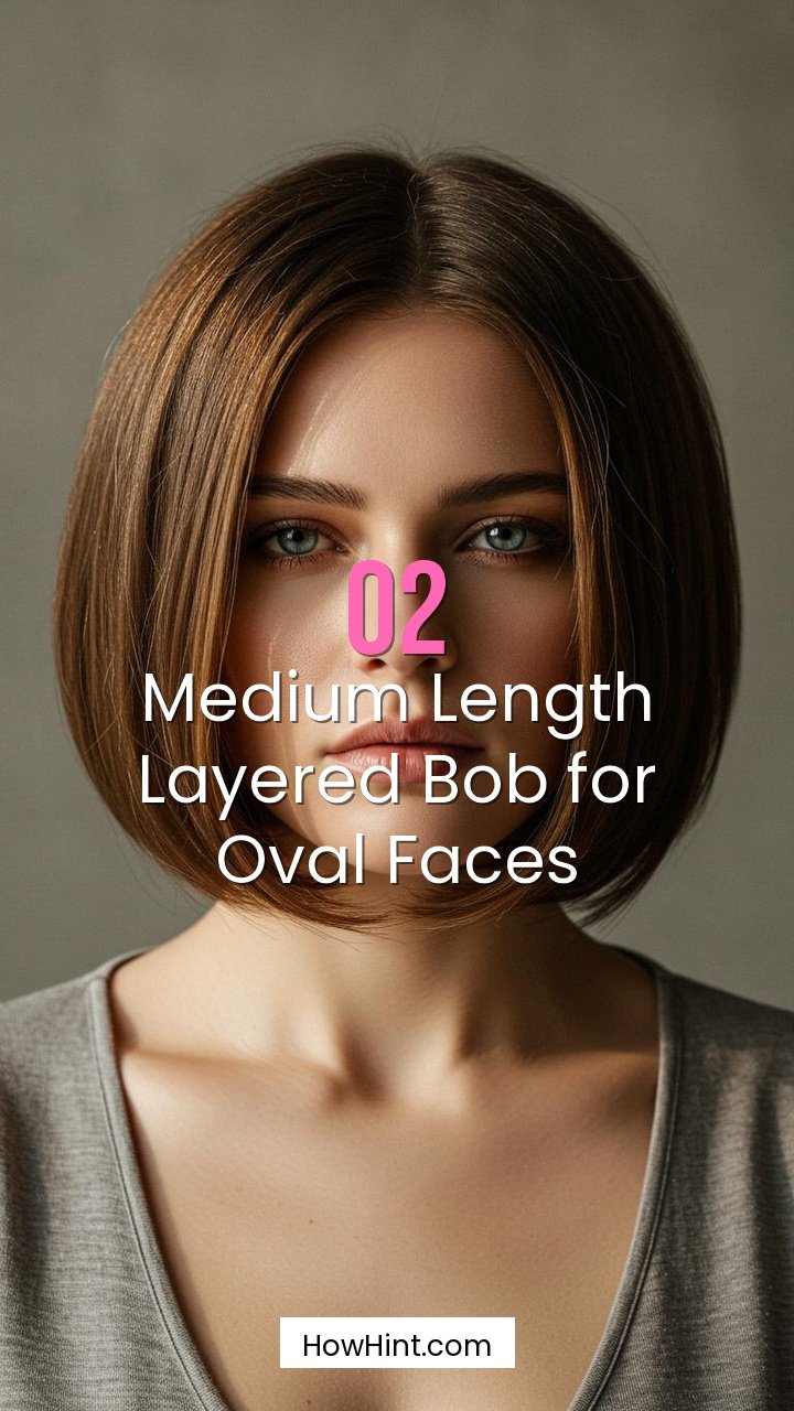 Medium Length Layered Bob for Oval Faces