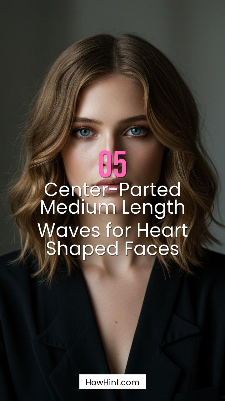 Center-Parted Medium Length Waves for Heart Shaped Faces
