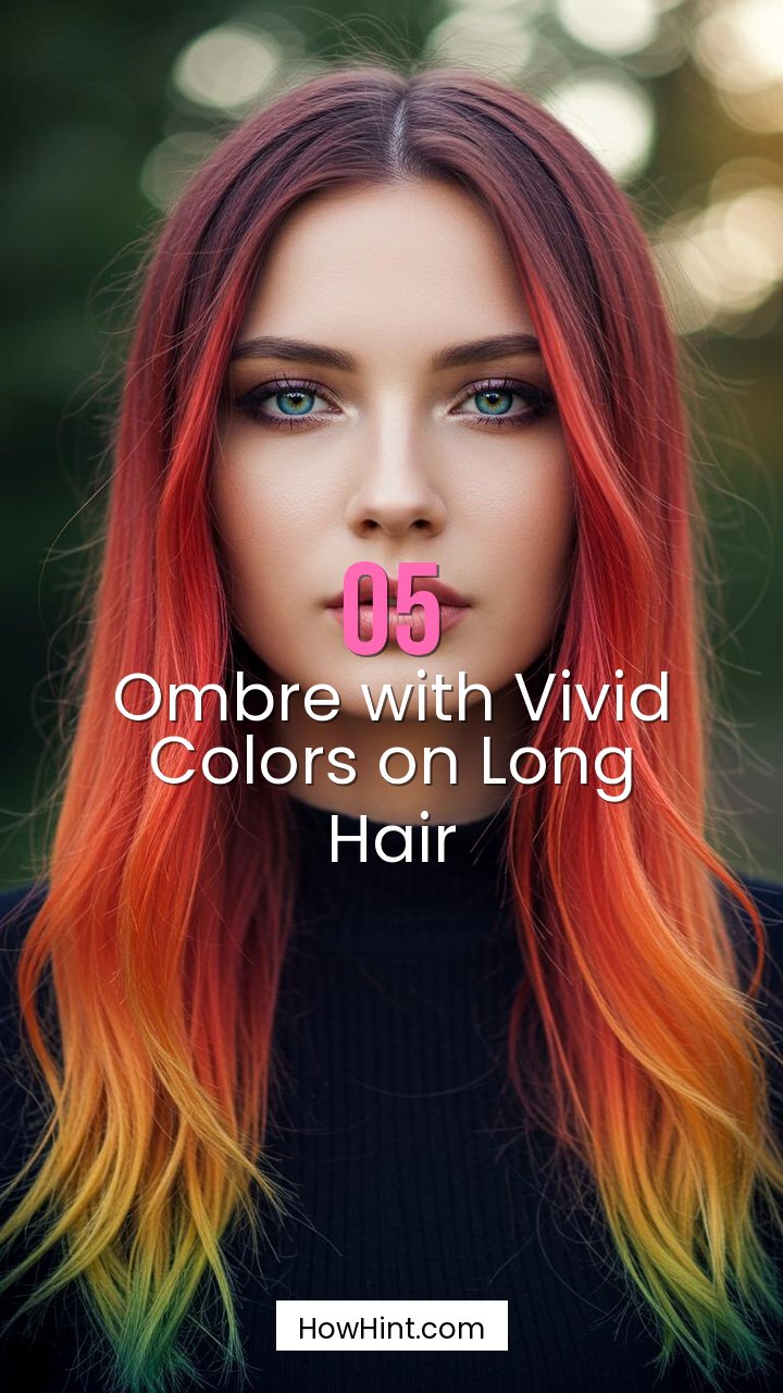 Ombre with Vivid Colors on Long Hair
