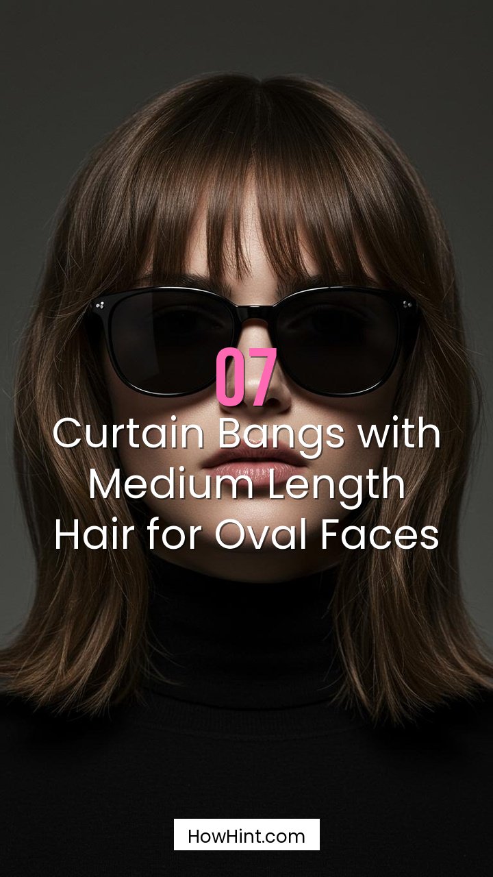 Curtain Bangs with Medium Length Hair for Oval Faces