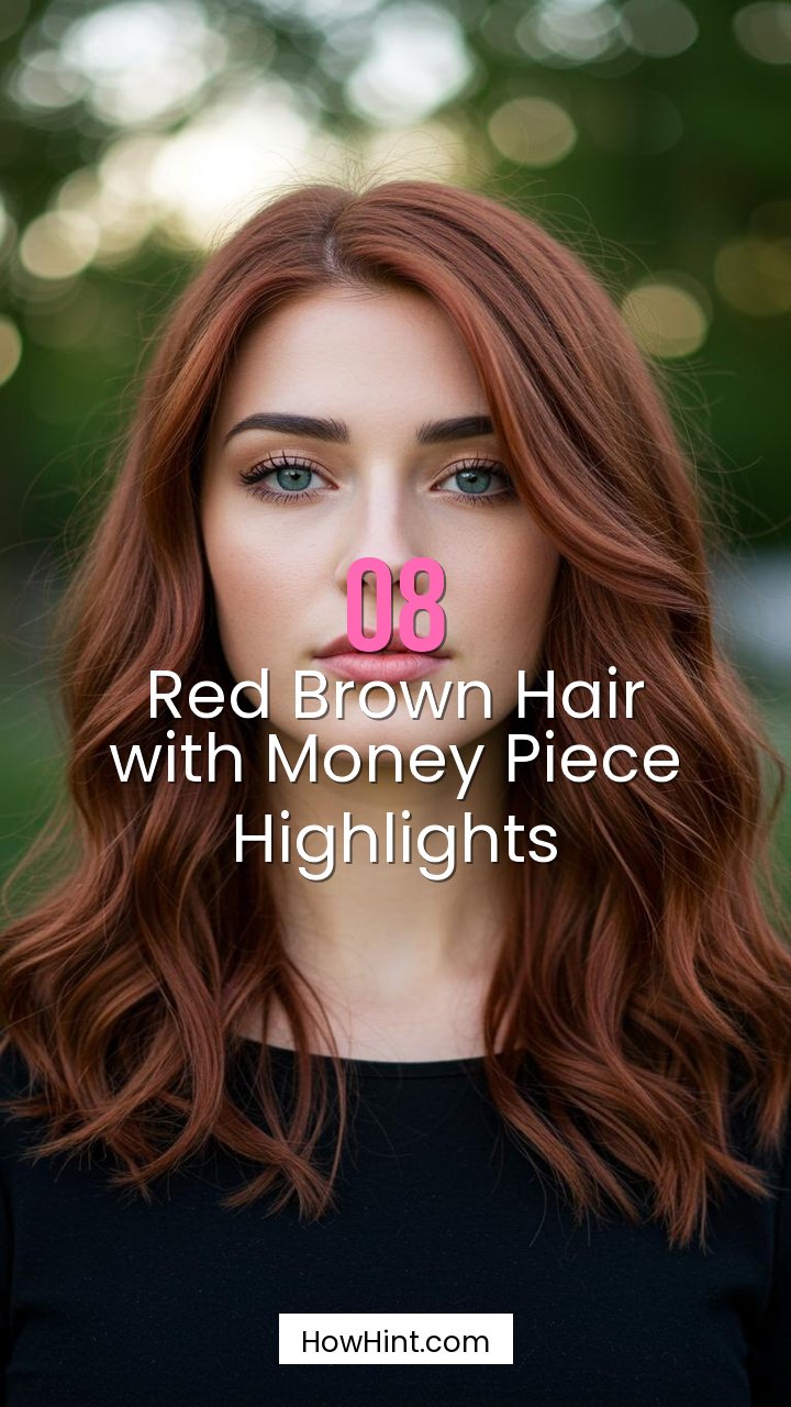 Red Brown Hair with Money Piece Highlights