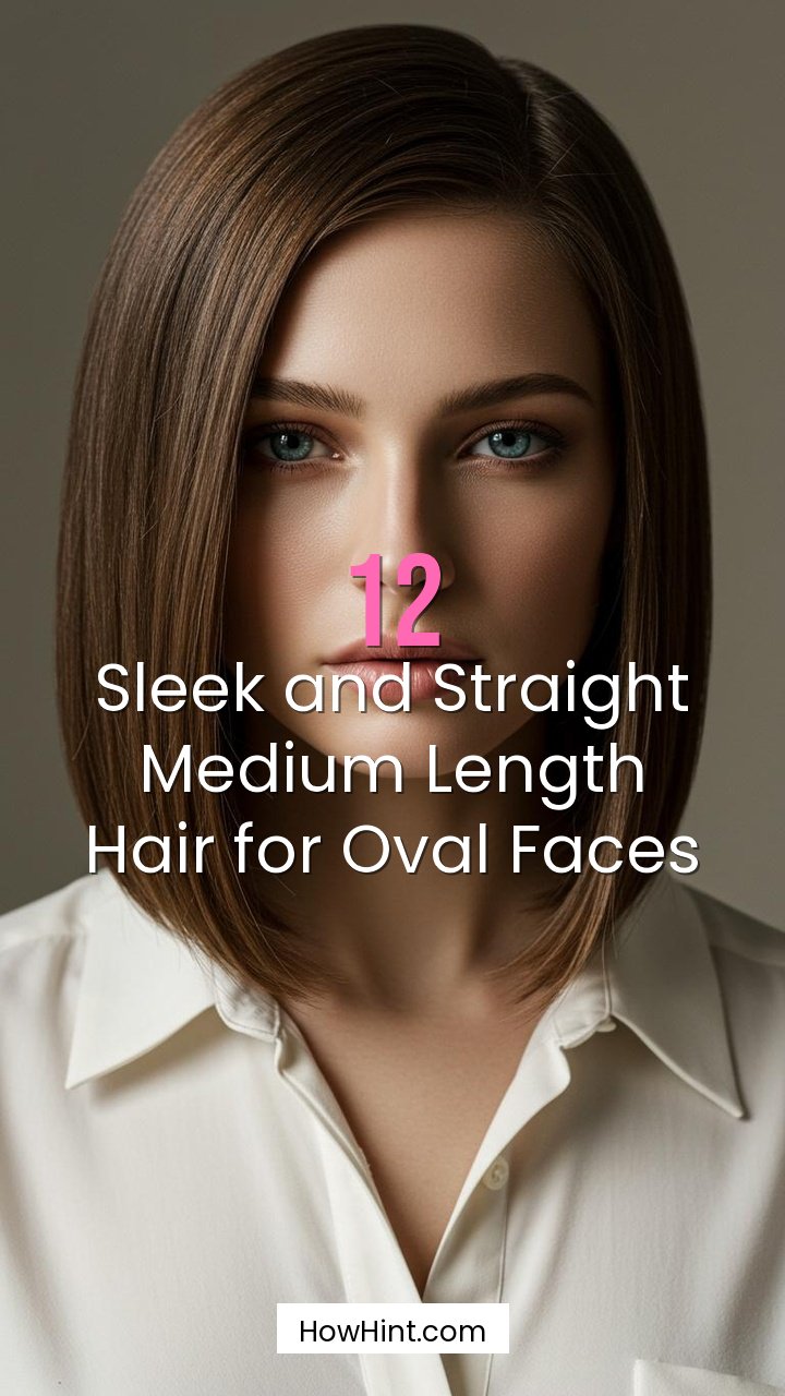 Sleek and Straight Medium Length Hair for Oval Faces