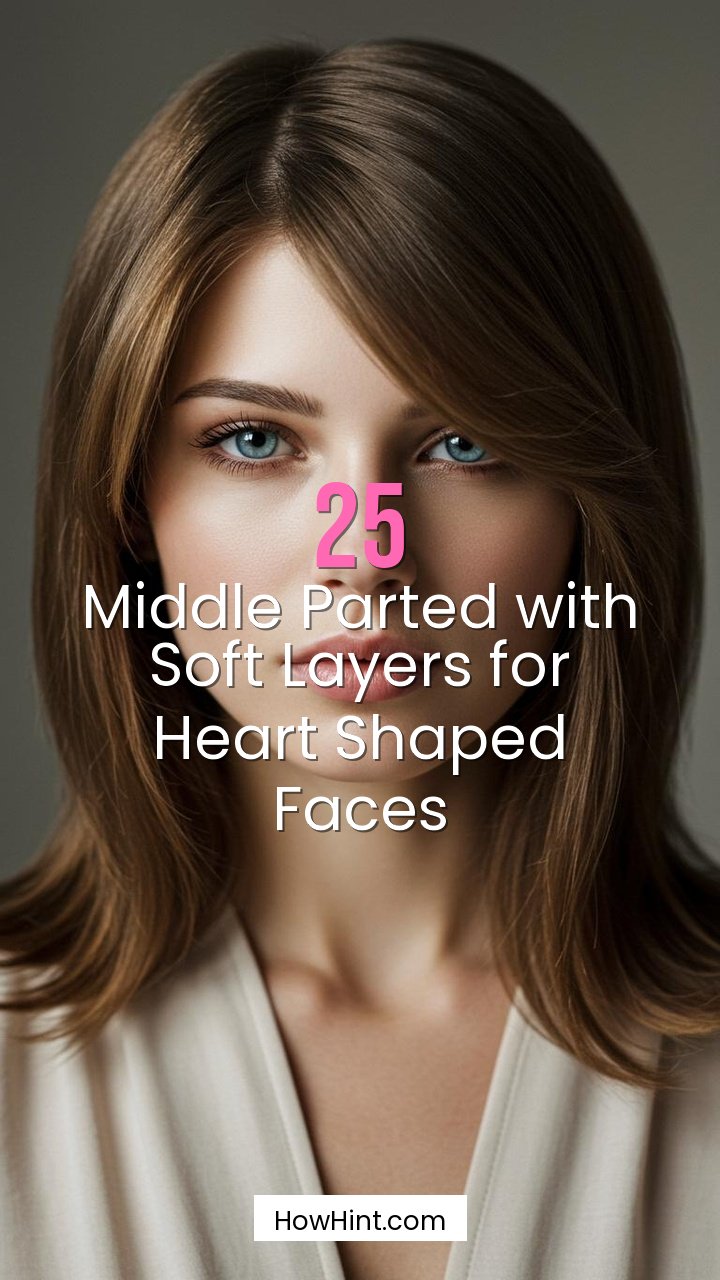 Middle Parted with Soft Layers for Heart Shaped Faces