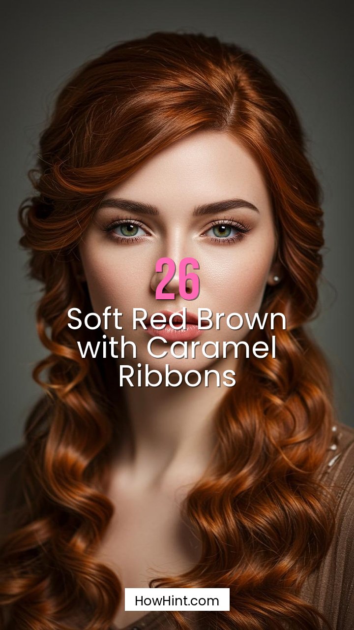Soft Red Brown with Caramel Ribbons