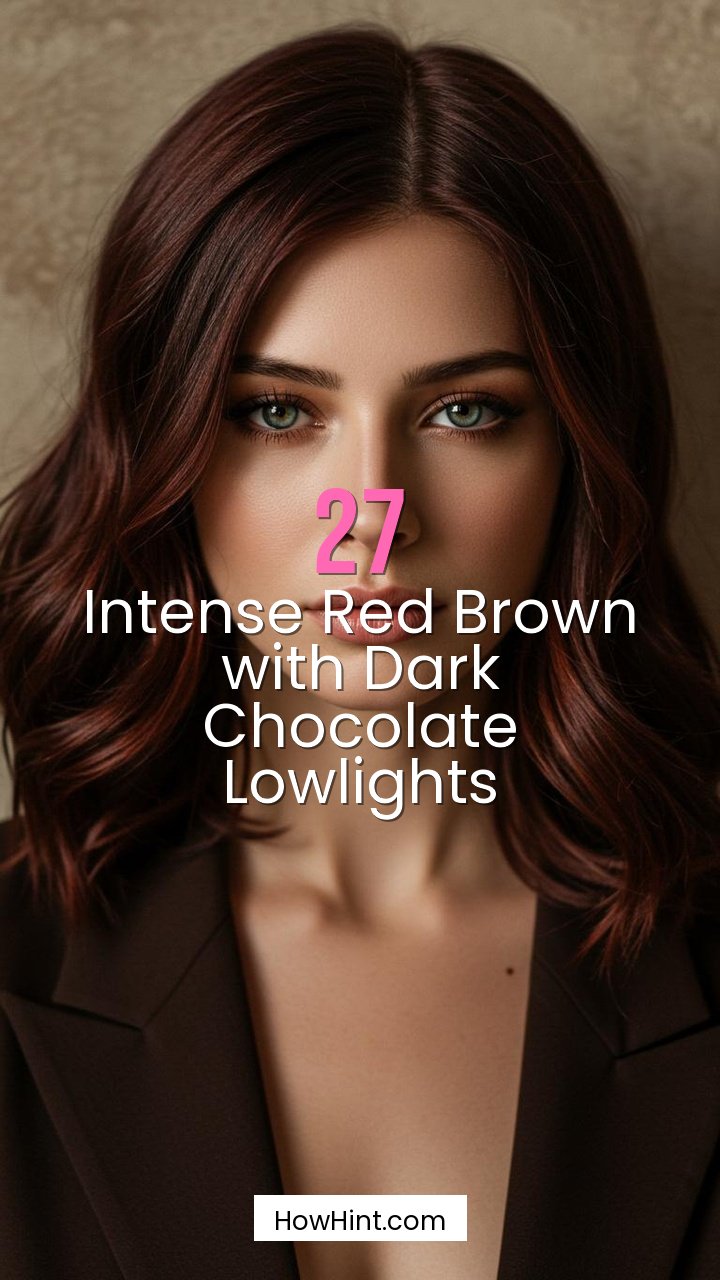 Intense Red Brown with Dark Chocolate Lowlights