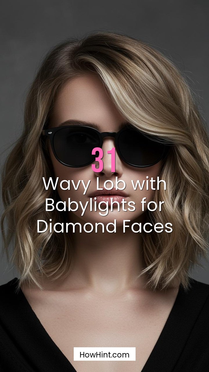 Wavy Lob with Babylights for Diamond Faces