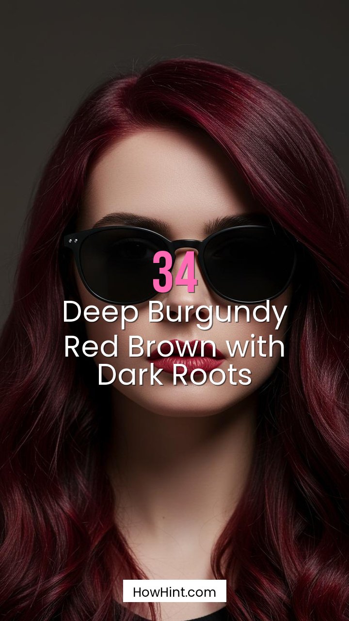 Deep Burgundy Red Brown with Dark Roots