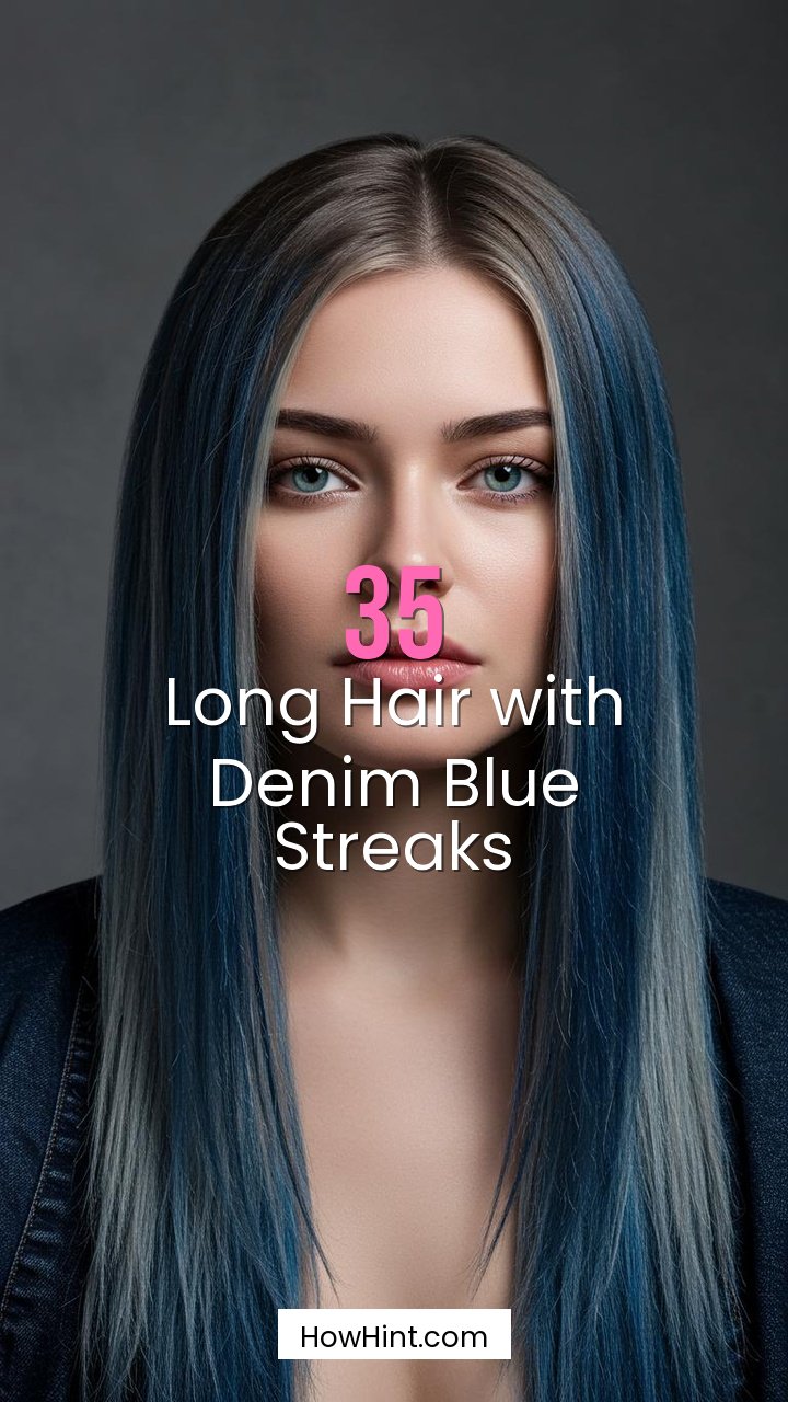 Long Hair with Denim Blue Streaks