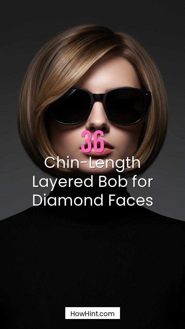 Chin-Length Layered Bob for Diamond Faces