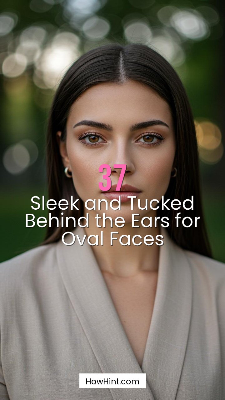 Sleek and Tucked Behind the Ears for Oval Faces