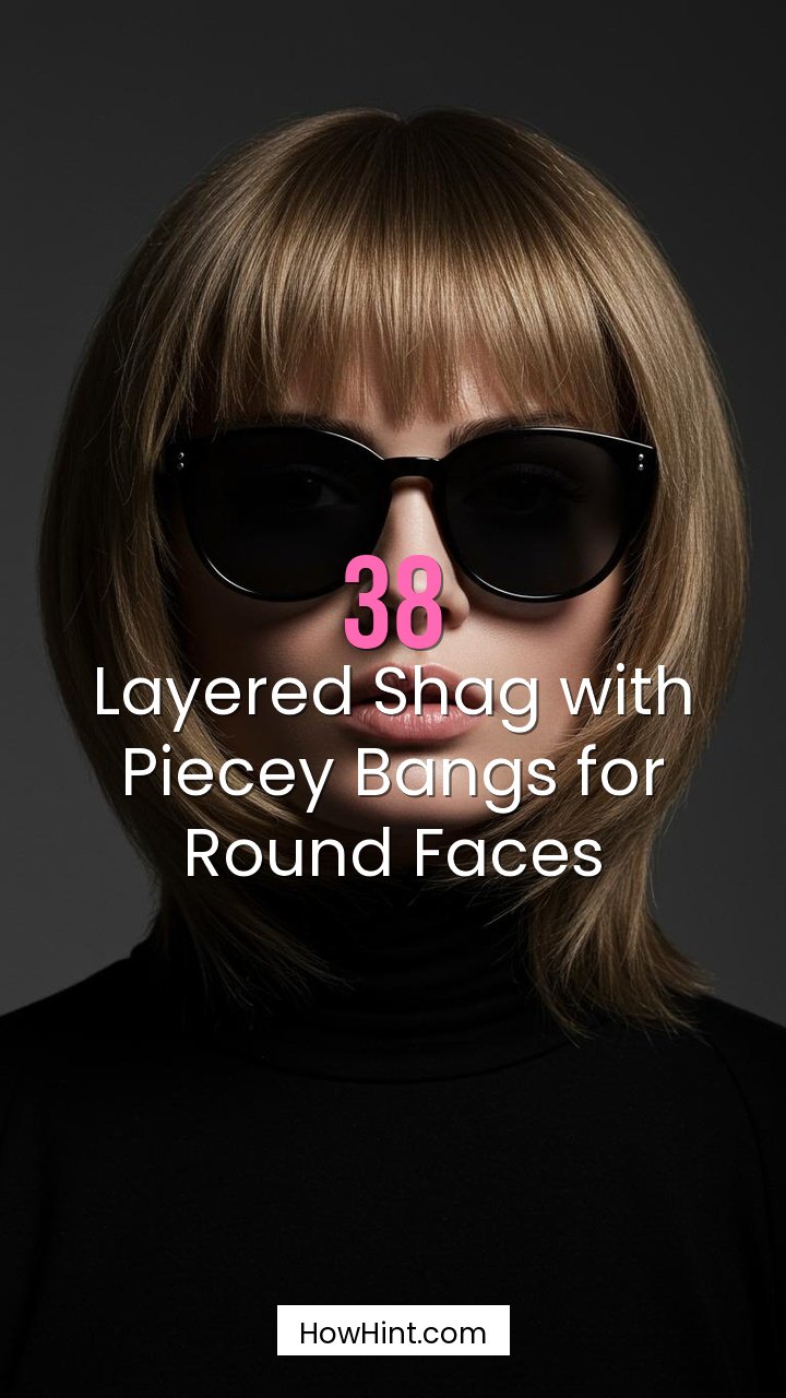 Layered Shag with Piecey Bangs for Round Faces