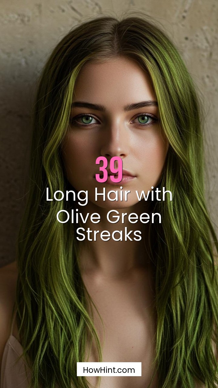 Long Hair with Olive Green Streaks