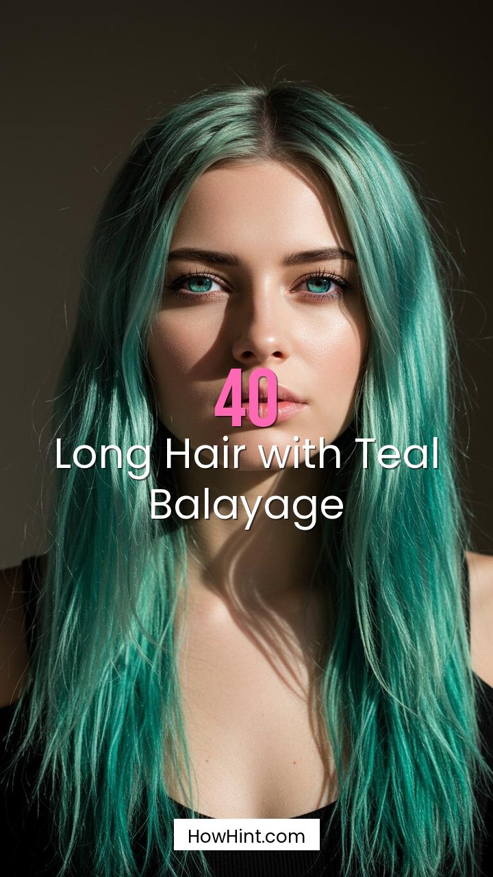 Long Hair with Teal Balayage