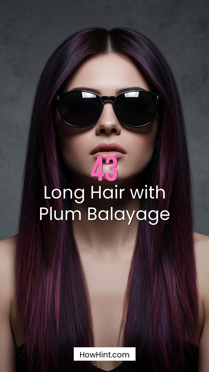 Long Hair with Plum Balayage