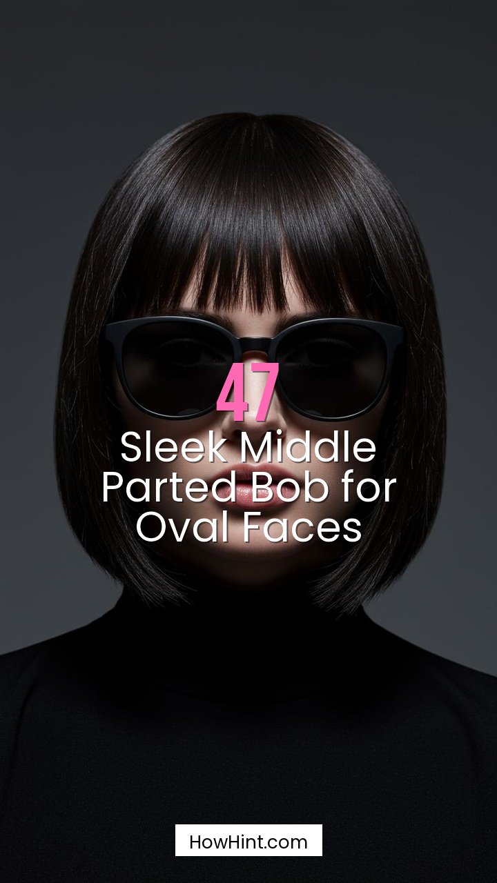 Sleek Middle Parted Bob for Oval Faces